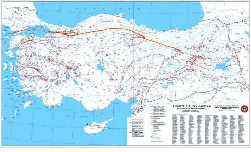 TÜRKİYE DİRİ FAY HARİTASI YENİLENDİ