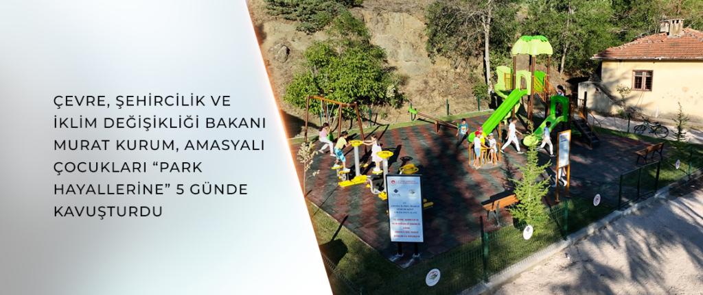 AMASYA’NIN YEŞİLÖZ KÖYÜNDE PARK İÇİN YÜRÜYÜŞ DÜZENLEYEN ÇOCUKLAR, PARKLARINA KAVUŞTU